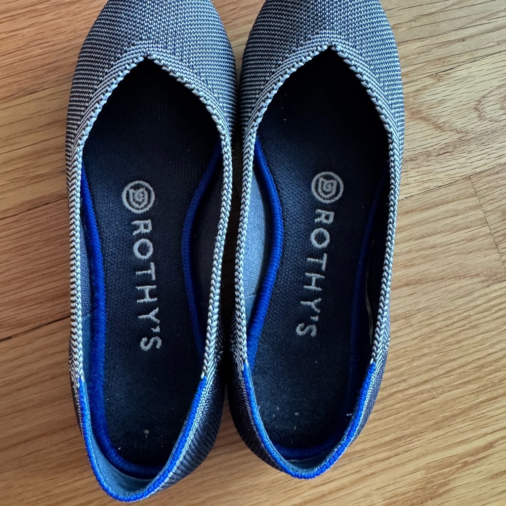 Rothy's Women's Striped Blue and Black Loafers